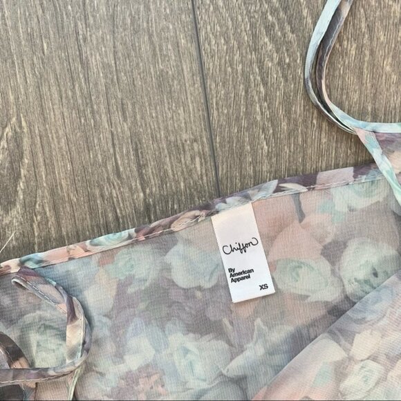 American Apparel Women's Floral Cami Tank Top blouse Sheer Chiffon Size XS - Picture 6 of 8